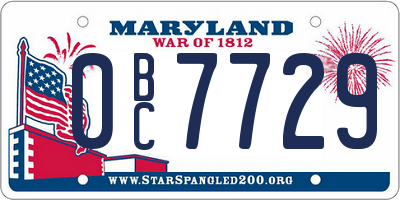 MD license plate 0BC7729
