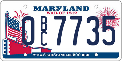 MD license plate 0BC7735