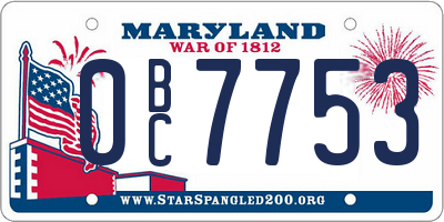 MD license plate 0BC7753