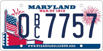 MD license plate 0BC7757
