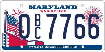 MD license plate 0BC7766