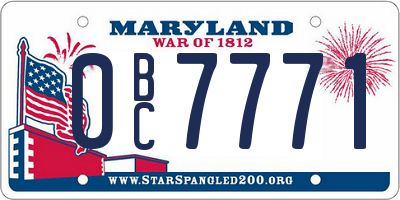 MD license plate 0BC7771