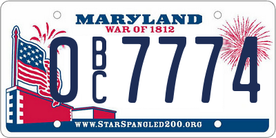 MD license plate 0BC7774
