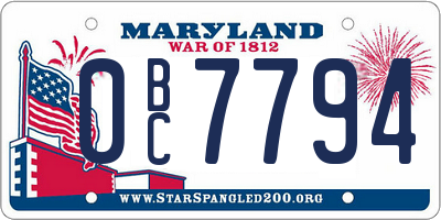 MD license plate 0BC7794