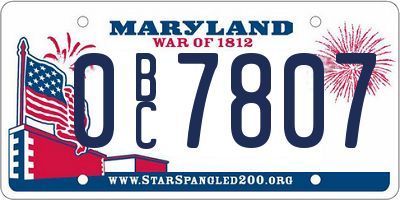 MD license plate 0BC7807