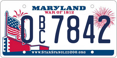 MD license plate 0BC7842