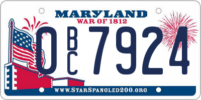 MD license plate 0BC7924