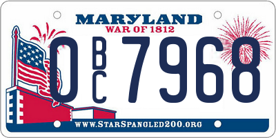 MD license plate 0BC7968