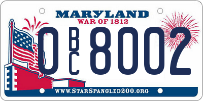 MD license plate 0BC8002