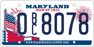 MD license plate 0BC8078
