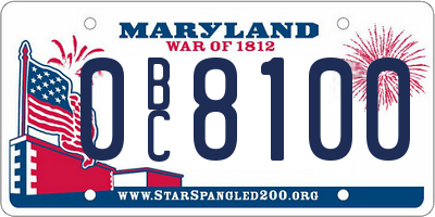 MD license plate 0BC8100