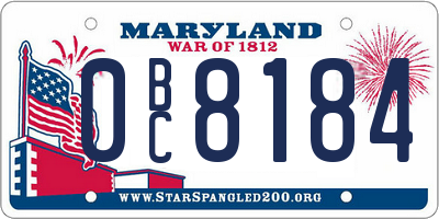 MD license plate 0BC8184