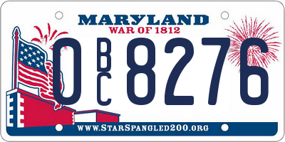 MD license plate 0BC8276