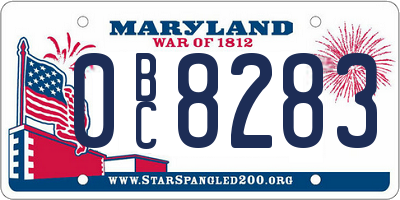 MD license plate 0BC8283