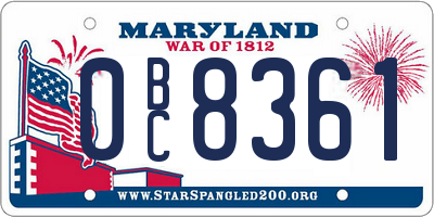 MD license plate 0BC8361