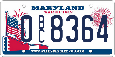 MD license plate 0BC8364