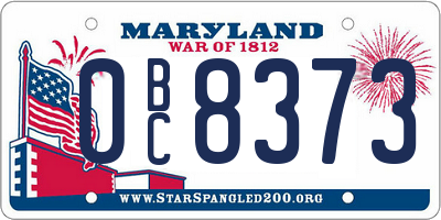 MD license plate 0BC8373