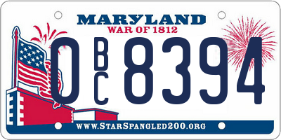 MD license plate 0BC8394