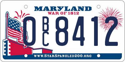 MD license plate 0BC8412