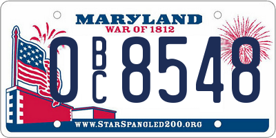 MD license plate 0BC8548