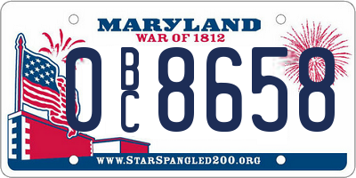 MD license plate 0BC8658