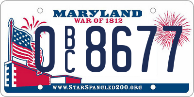 MD license plate 0BC8677