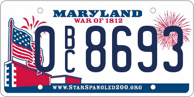 MD license plate 0BC8693