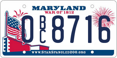 MD license plate 0BC8716