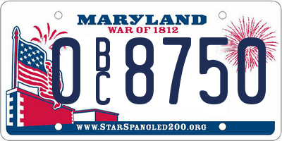 MD license plate 0BC8750