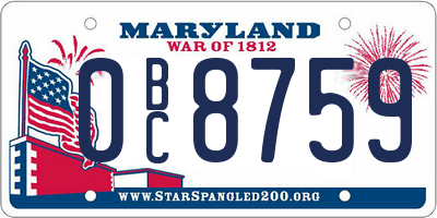 MD license plate 0BC8759