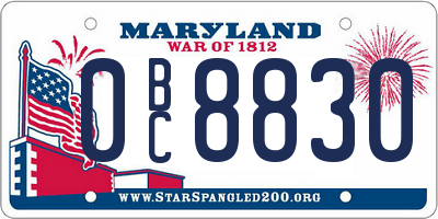 MD license plate 0BC8830