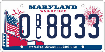 MD license plate 0BC8833