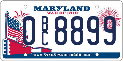 MD license plate 0BC8899
