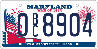 MD license plate 0BC8904