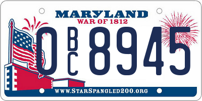 MD license plate 0BC8945