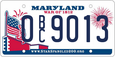 MD license plate 0BC9013