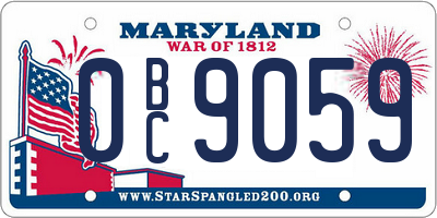 MD license plate 0BC9059