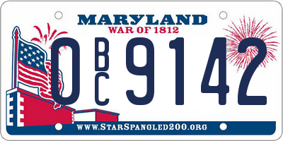 MD license plate 0BC9142