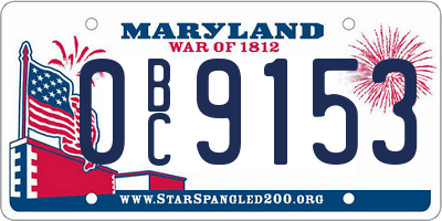 MD license plate 0BC9153