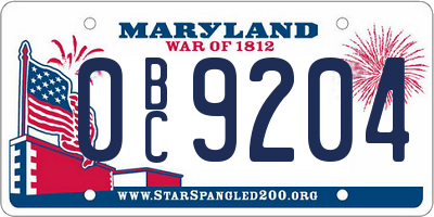 MD license plate 0BC9204