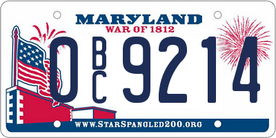 MD license plate 0BC9214
