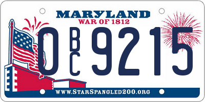 MD license plate 0BC9215