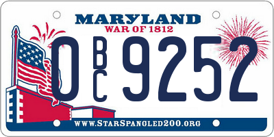 MD license plate 0BC9252