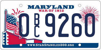 MD license plate 0BC9260