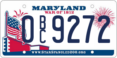 MD license plate 0BC9272