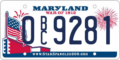 MD license plate 0BC9281