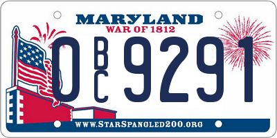 MD license plate 0BC9291