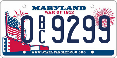 MD license plate 0BC9299