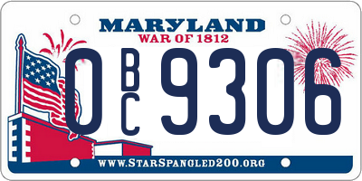 MD license plate 0BC9306