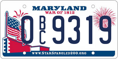 MD license plate 0BC9319